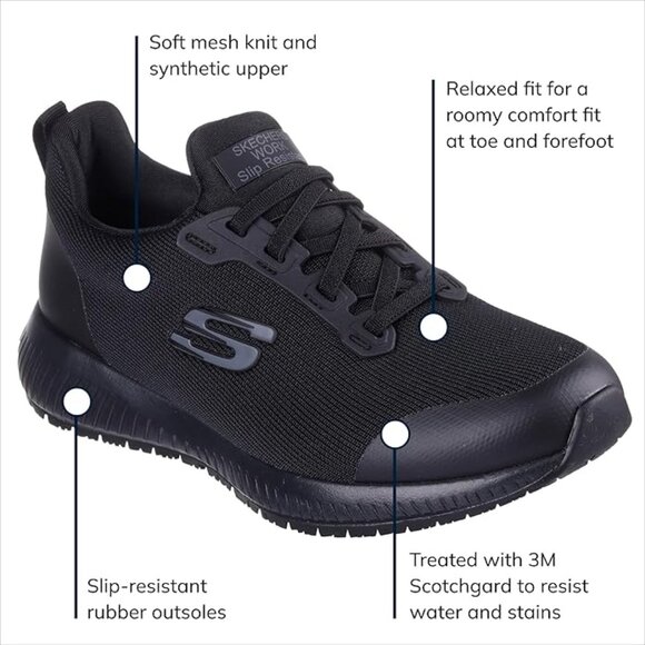 Skechers Women's Squad Sr Food Service Shoe, Black, 10 Wide - Picture 8 of 13